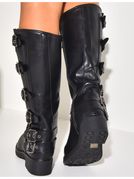 Biker boots with straps deals