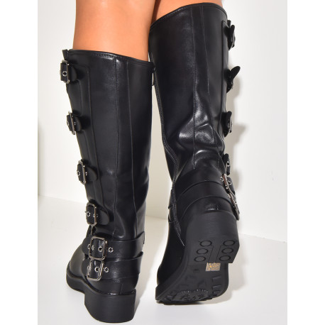 Bottes motardes à sangles