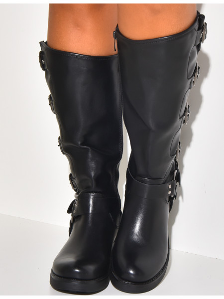Bottes motardes à sangles