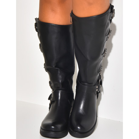 Bottes motardes à sangles