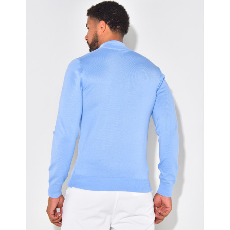 Thin sweater with zip collar