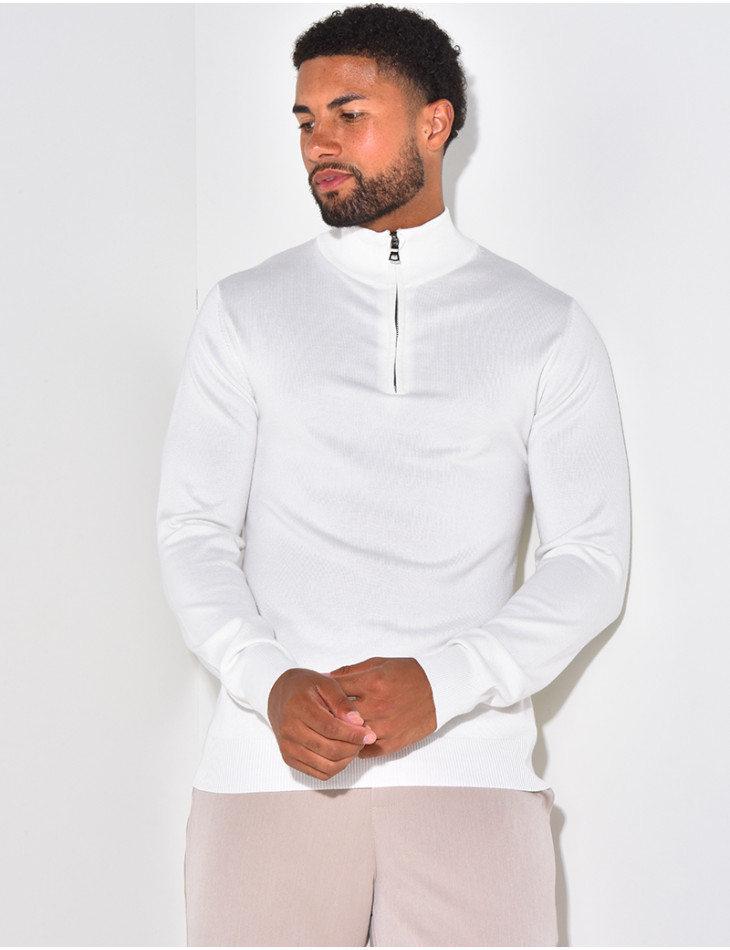 Feiner Pullover Kragen mit Reißverschluss