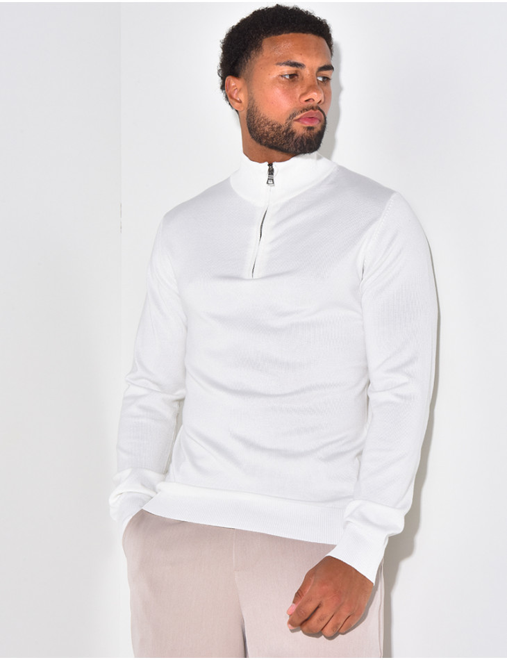 Pull fin col à fermeture éclaire