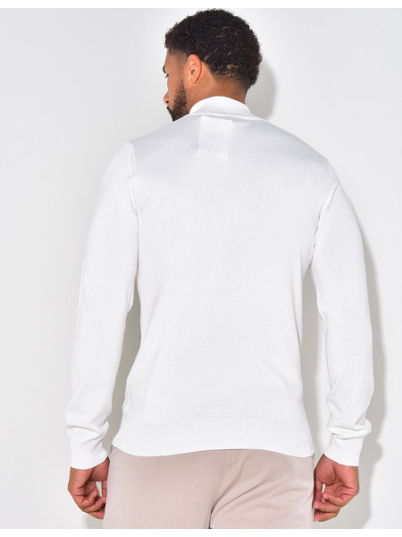 Pull fin col à fermeture éclaire