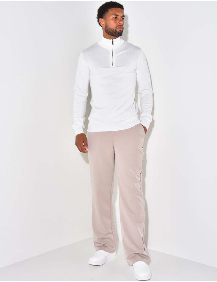 Pull fin col à fermeture éclaire