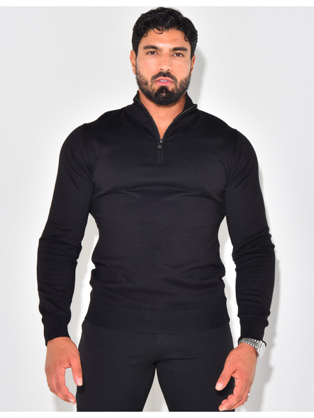 Feiner Pullover Kragen mit Reißverschluss