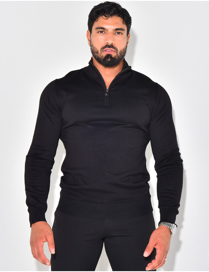 Feiner Pullover Kragen mit Reißverschluss