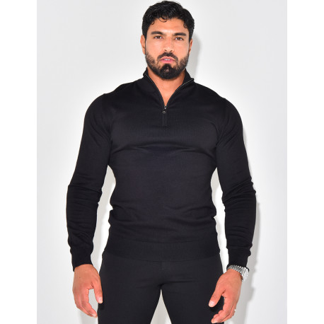 Feiner Pullover Kragen mit Reißverschluss