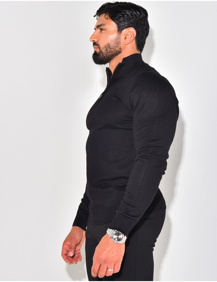 Feiner Pullover Kragen mit Reißverschluss