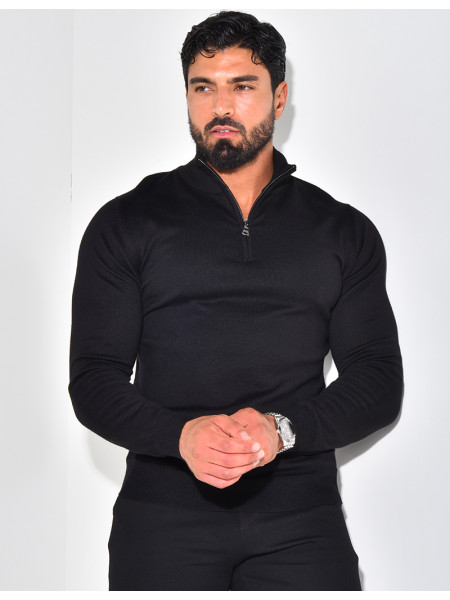 Feiner Pullover Kragen mit Reißverschluss