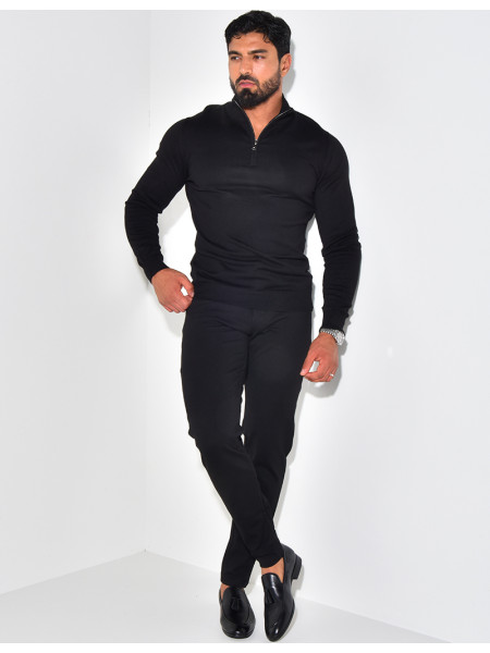 Feiner Pullover Kragen mit Reißverschluss