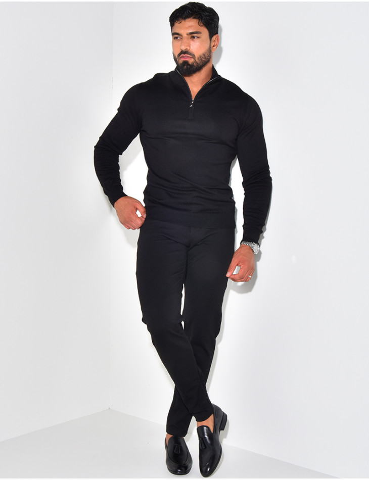 Feiner Pullover Kragen mit Reißverschluss