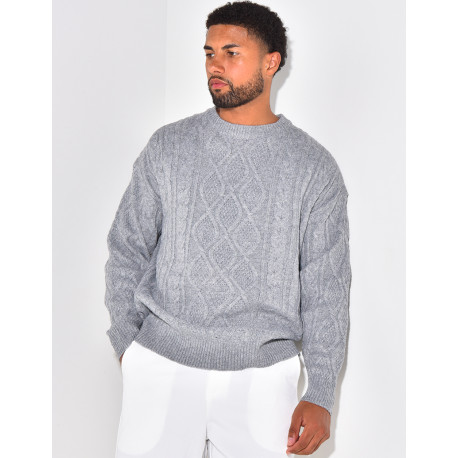 Pull gris torsadé