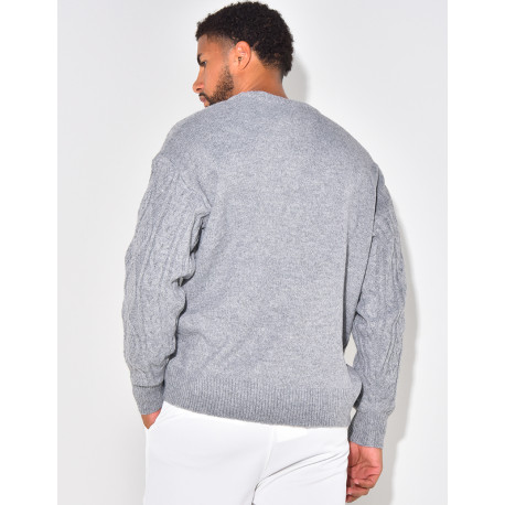 Pull gris torsadé