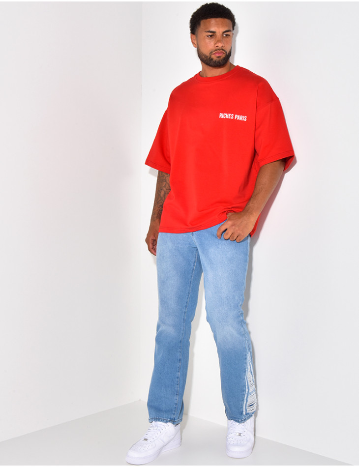 T-SHIRT RICHES PARIS ROT