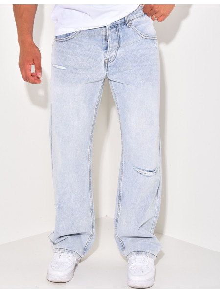 Jeans large bleu