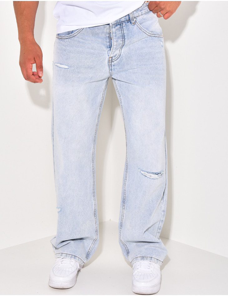 Jeans large bleu