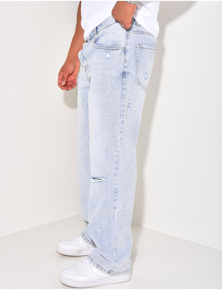 Jeans large bleu