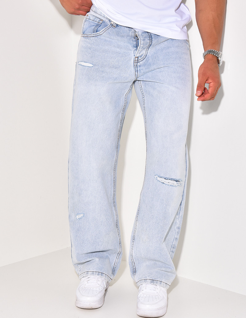 Jeans large bleu