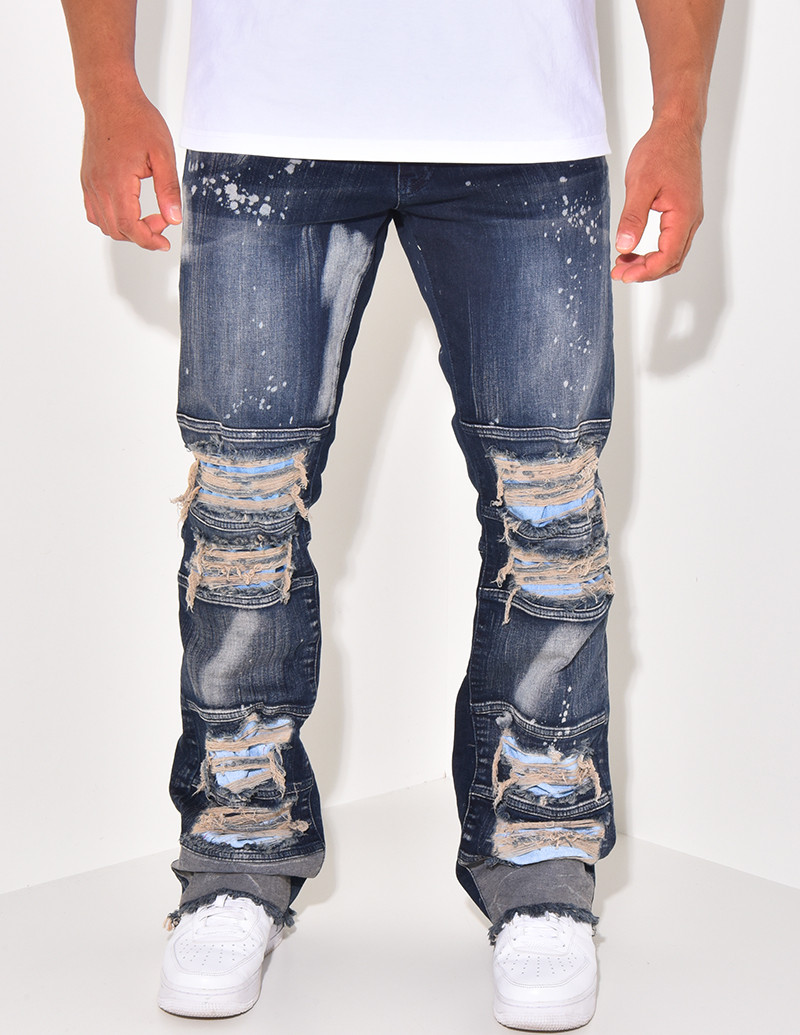 Destroyed jeans with paint...