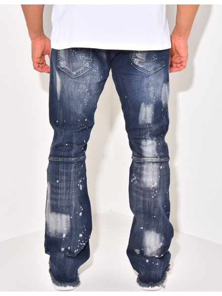 Jeans destroy à taches de peinture