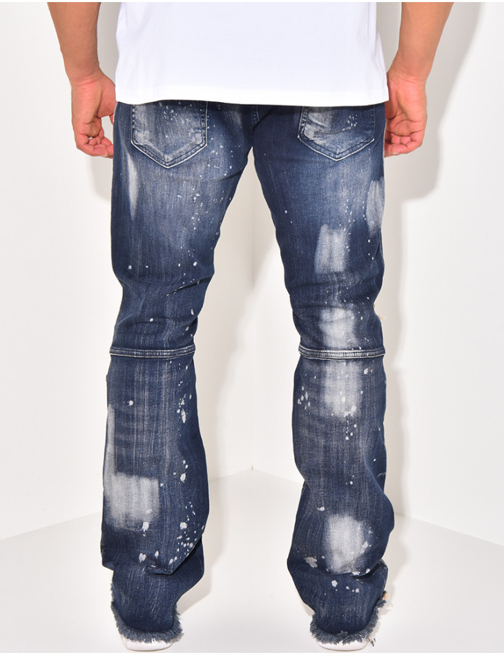 Jeans destroy à taches de peinture
