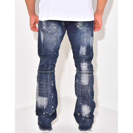 Jeans destroy à taches de peinture