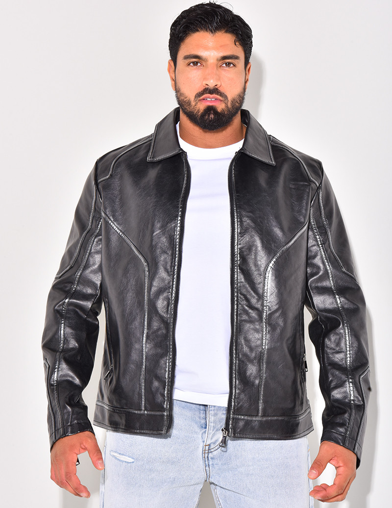 Veste en similicuir homme