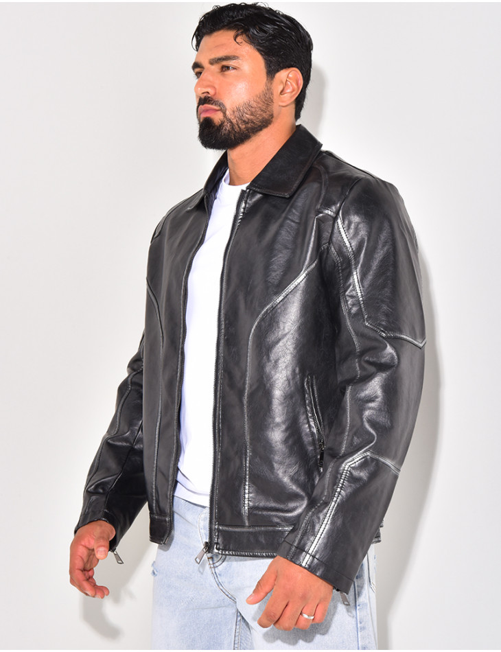 Veste en similicuir homme