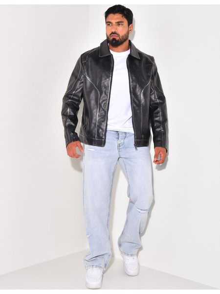 Veste en similicuir homme