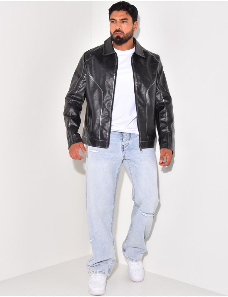 Veste en similicuir homme