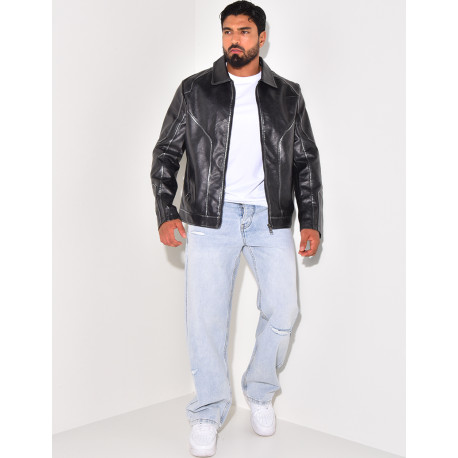 Veste en similicuir homme