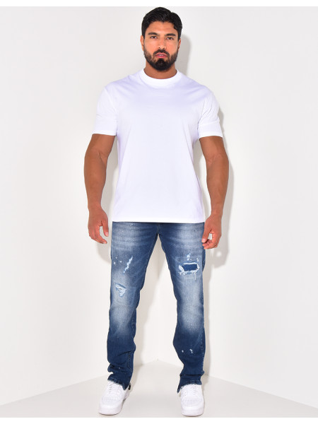 Jeans destroy à zip aux chevilles