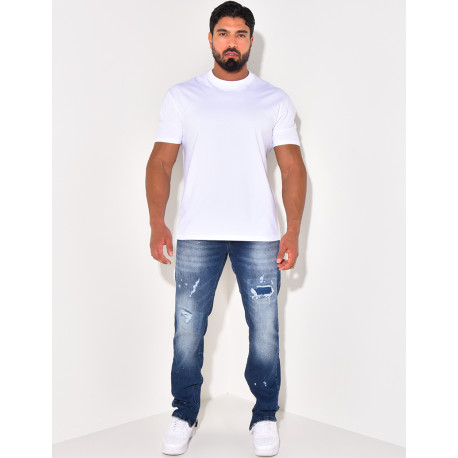 Jeans destroy à zip aux chevilles