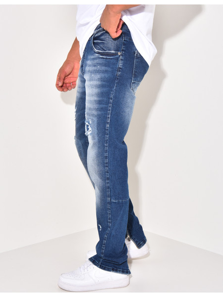 Jeans destroy à zip aux chevilles