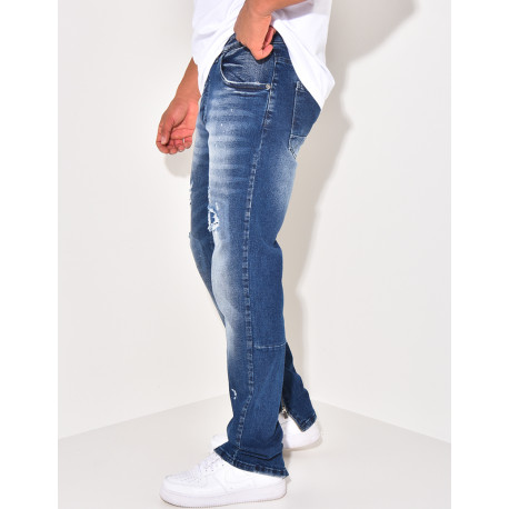 Jeans destroy à zip aux chevilles