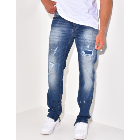 Jeans destroy à zip aux chevilles
