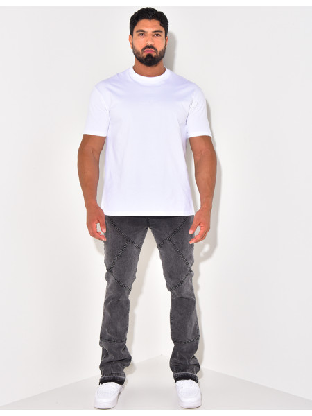 Jeans flare à surpiqure et fermeture