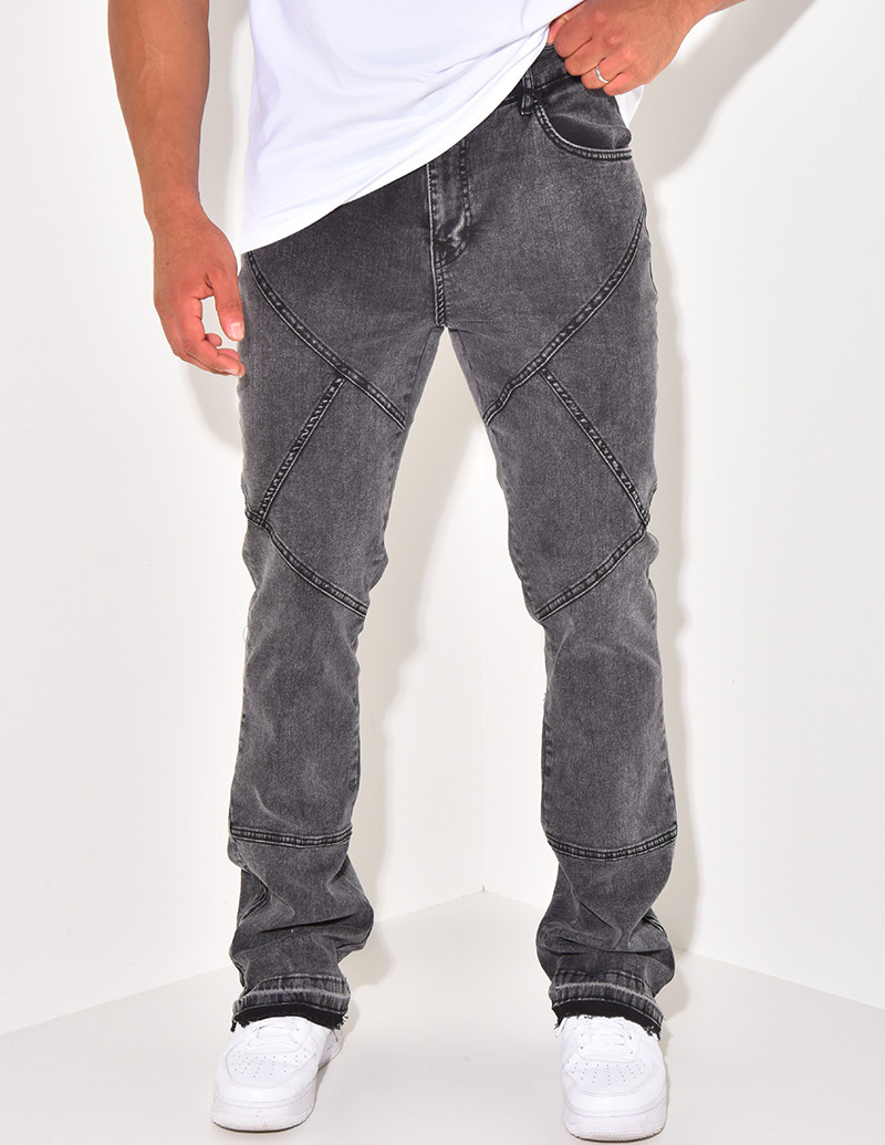 Jeans flare à surpiqure et...