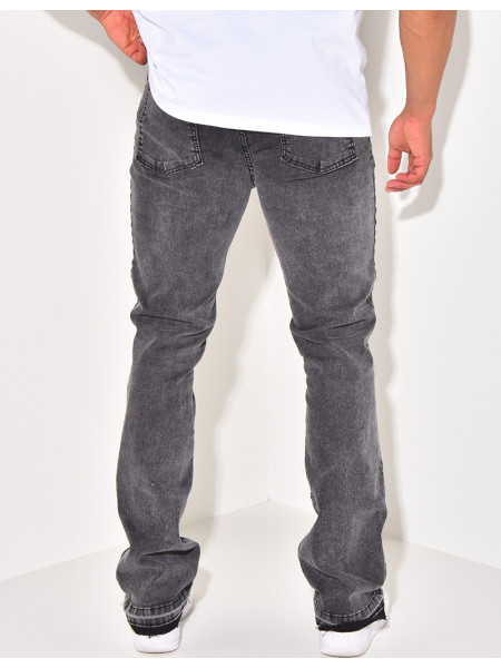 Jeans flare à surpiqure et fermeture