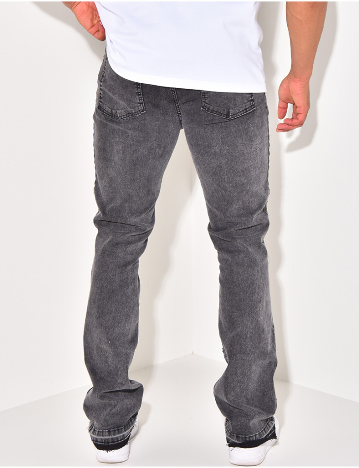 Jeans flare à surpiqure et fermeture