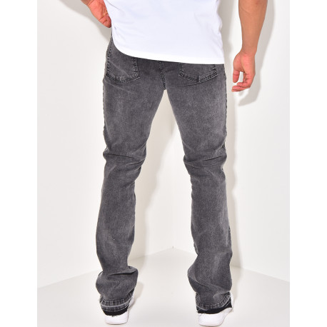 Jeans flare à surpiqure et fermeture