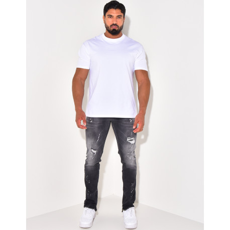 Jeans destroy à zip aux chevilles