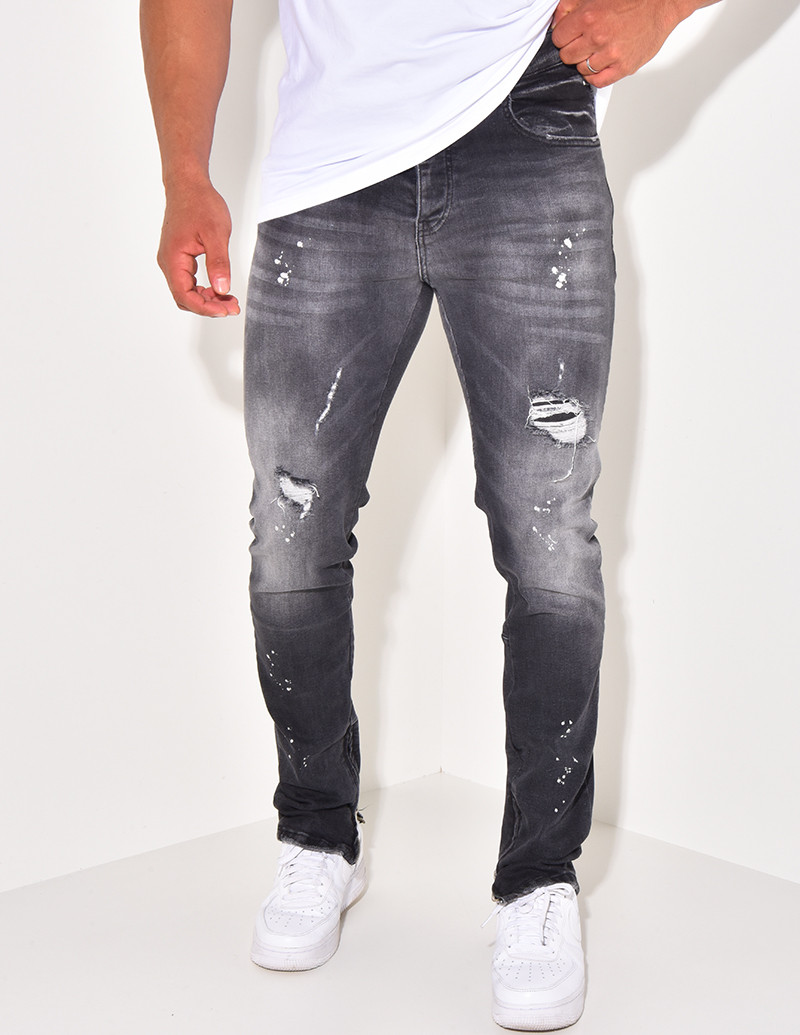 Jeans destroy à zip aux...