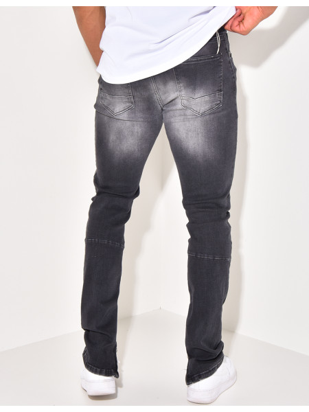 Jeans destroy à zip aux chevilles