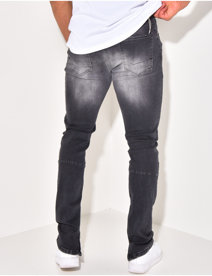 Jeans destroy à zip aux chevilles