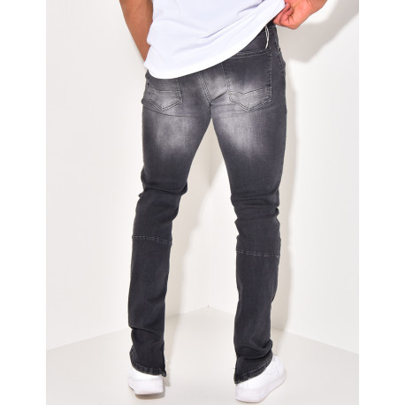 Jeans destroy à zip aux chevilles