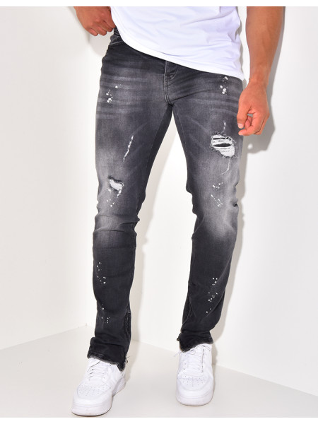 Jeans destroy à zip aux chevilles