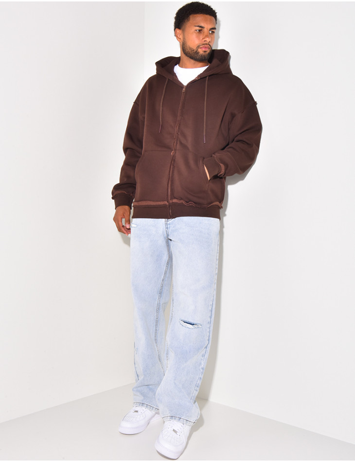 Jacket with ripped seams