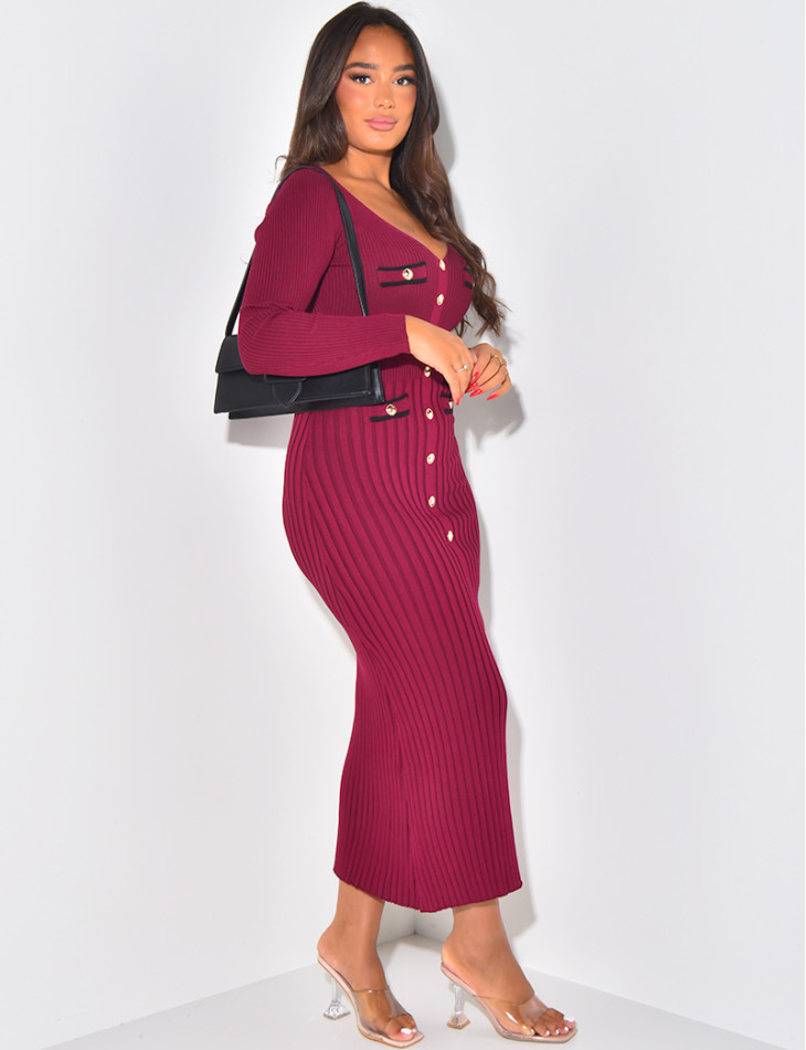 LANGES GERIPPTES KLEID